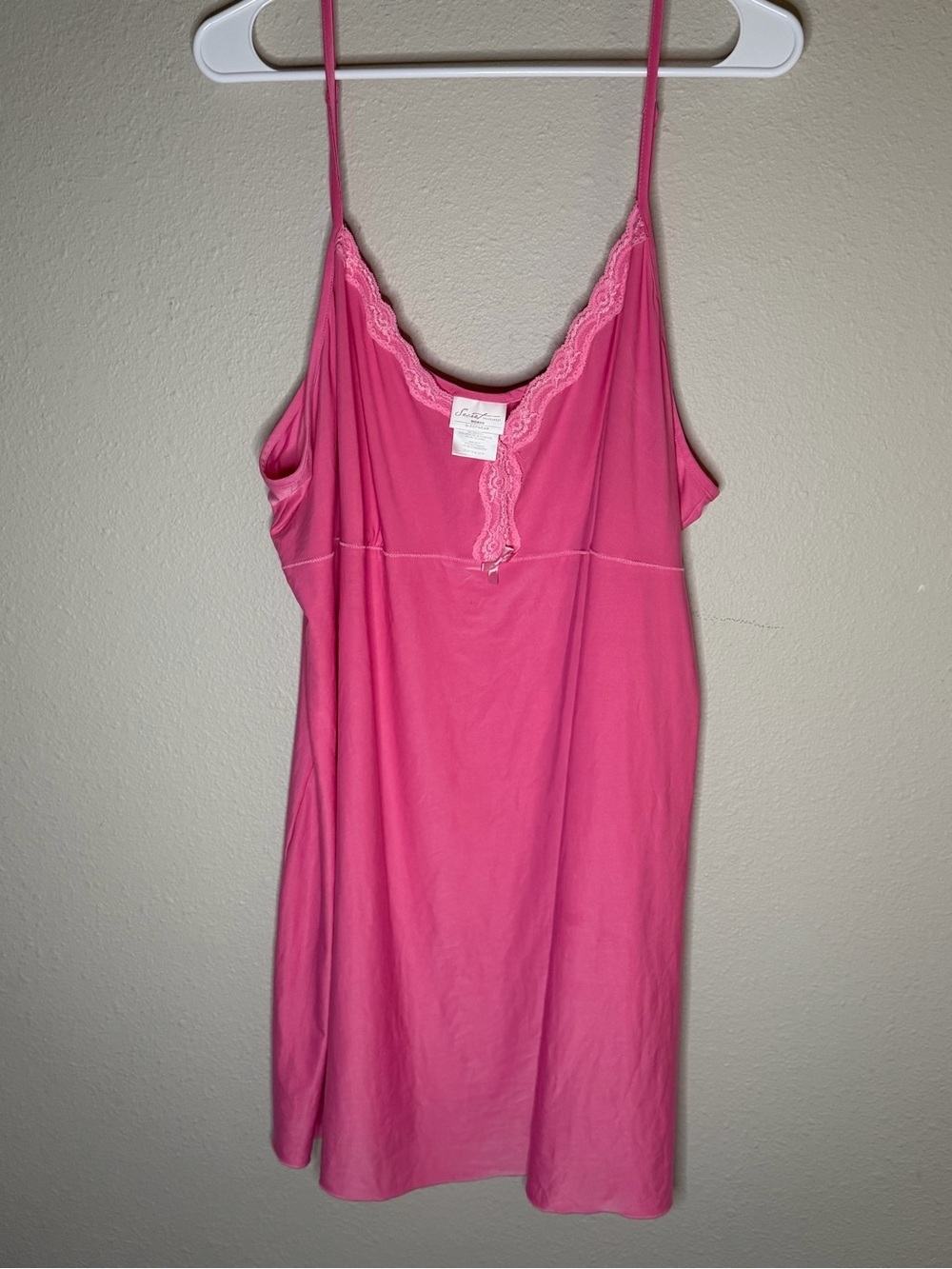 SECRET TREASURES Vintage Pink Slip Dress With Lace Details size 3X Lingerie MIDI